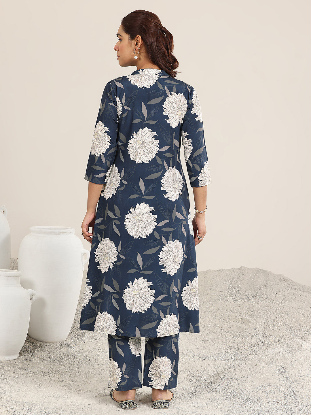 Blue Printed Poly Crepe Co-Ord Sets