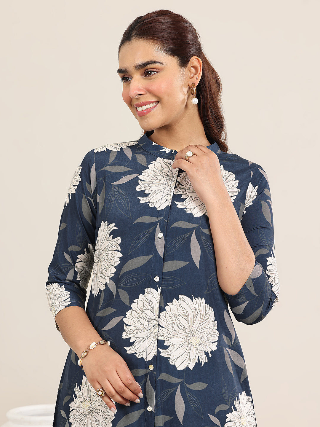 Blue Printed Poly Crepe Co-Ord Sets