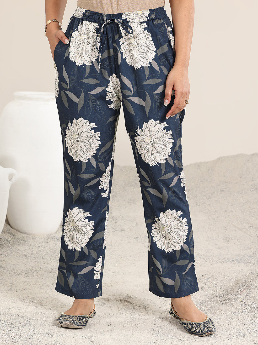 Blue Printed Poly Crepe Co-Ord Sets