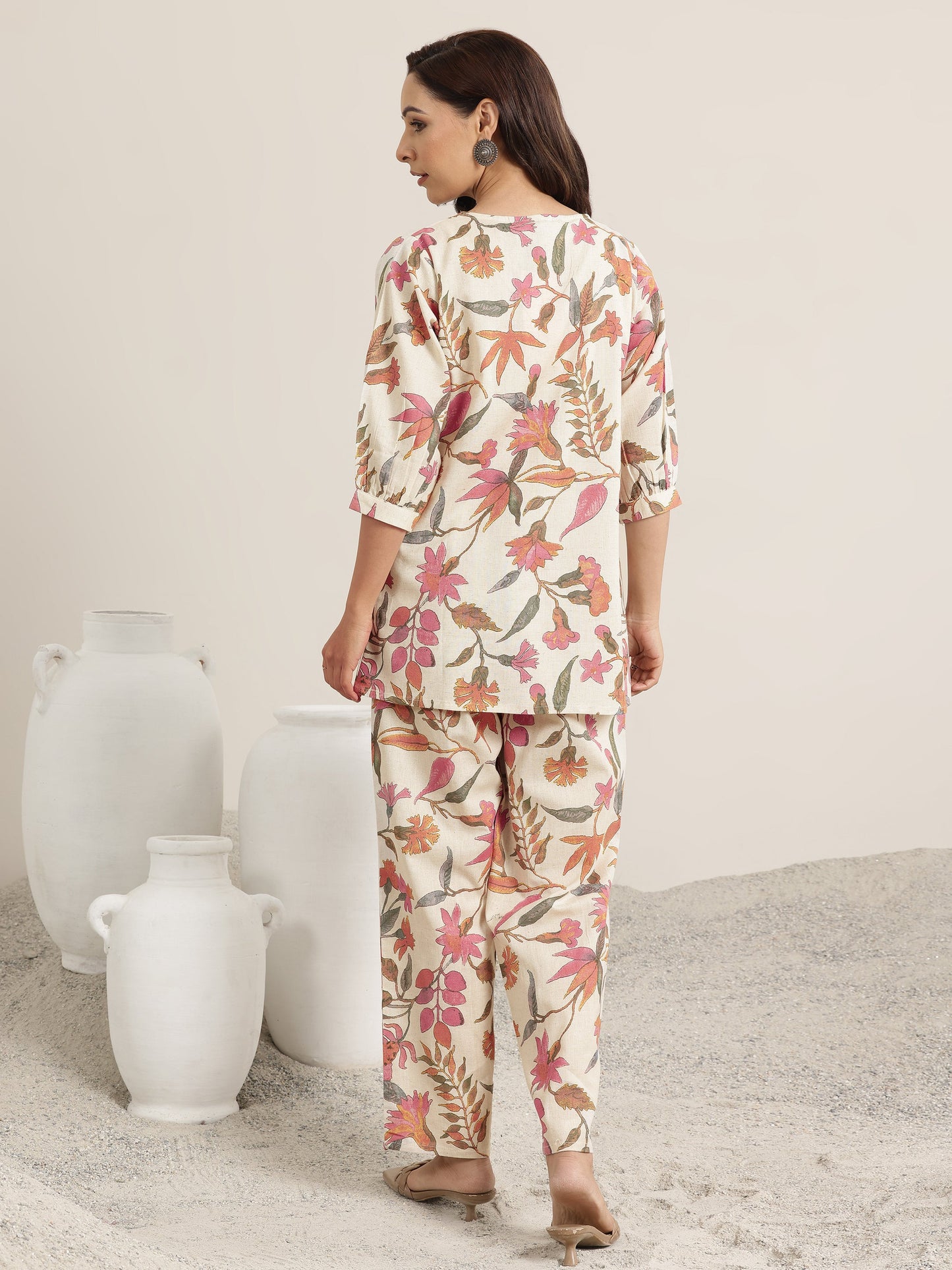 Off White Printed Cotton Co-Ord Sets