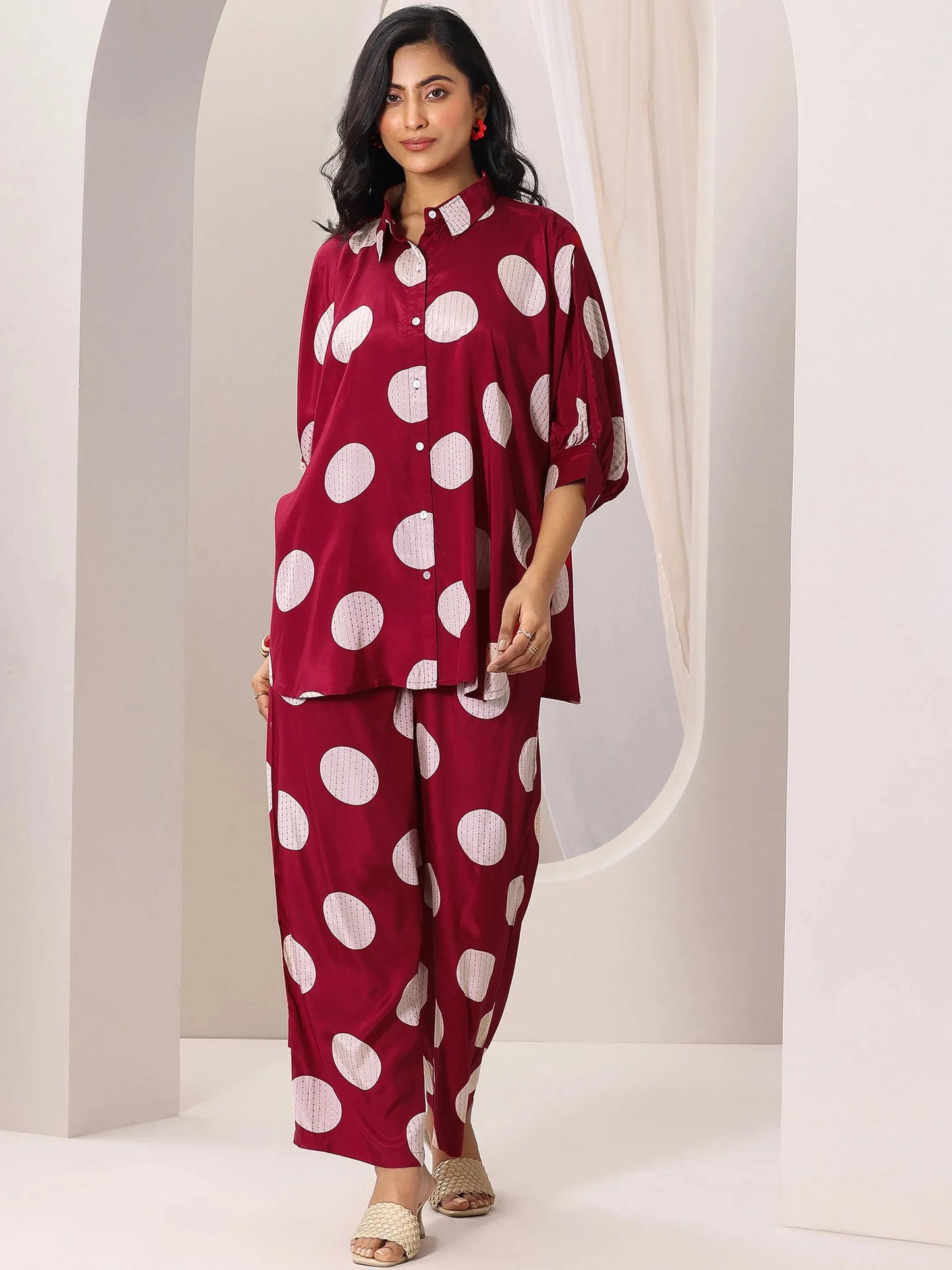 Red Printed Rayon Co-Ord Sets