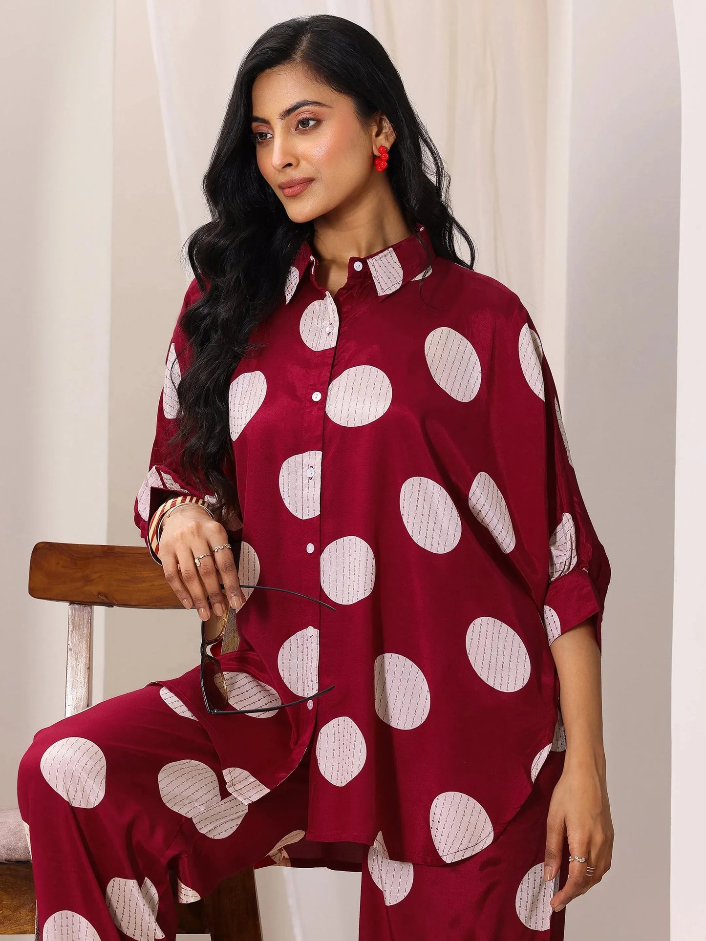 Red Printed Rayon Co-Ord Sets