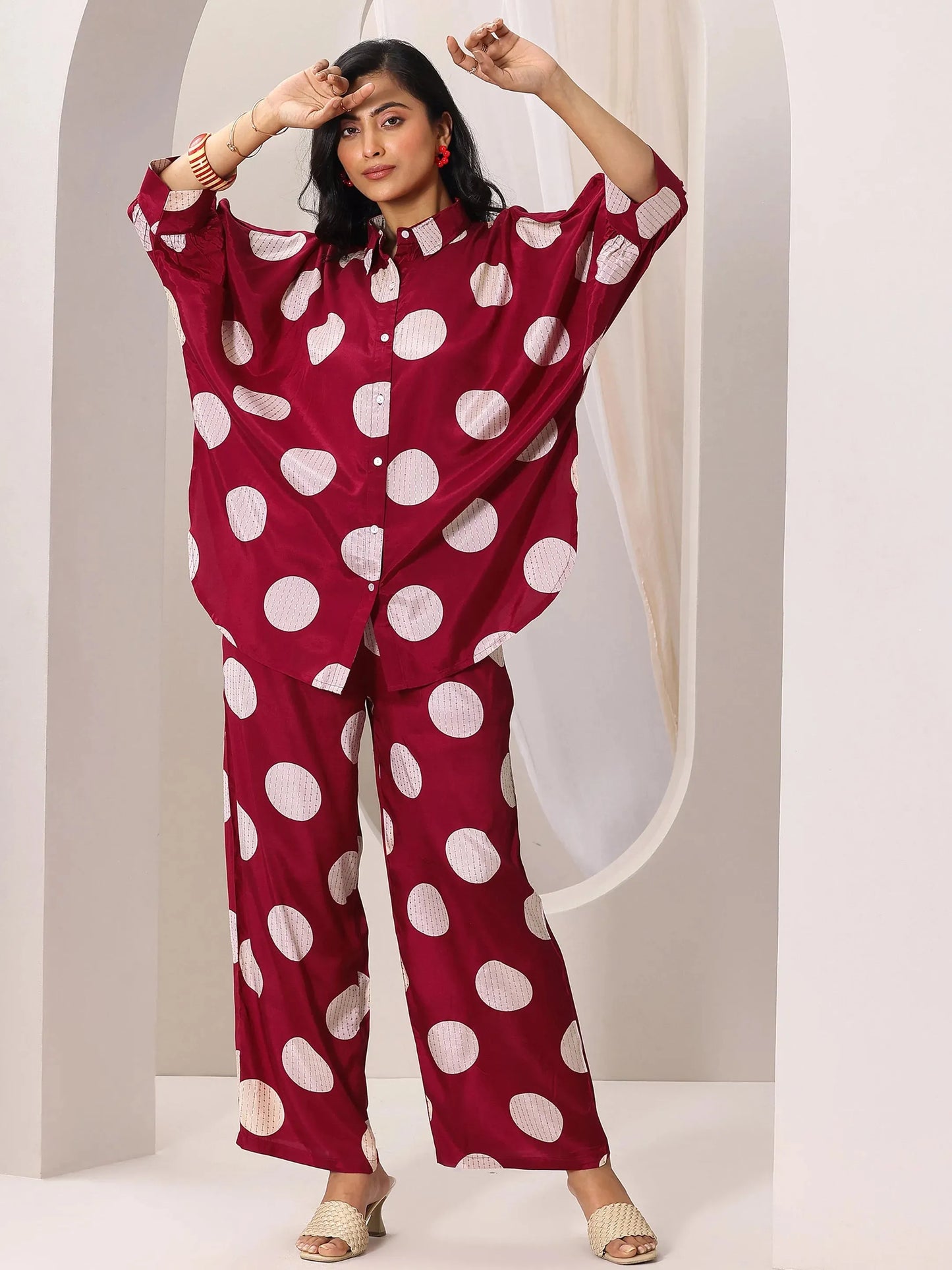 Red Printed Rayon Co-Ord Sets