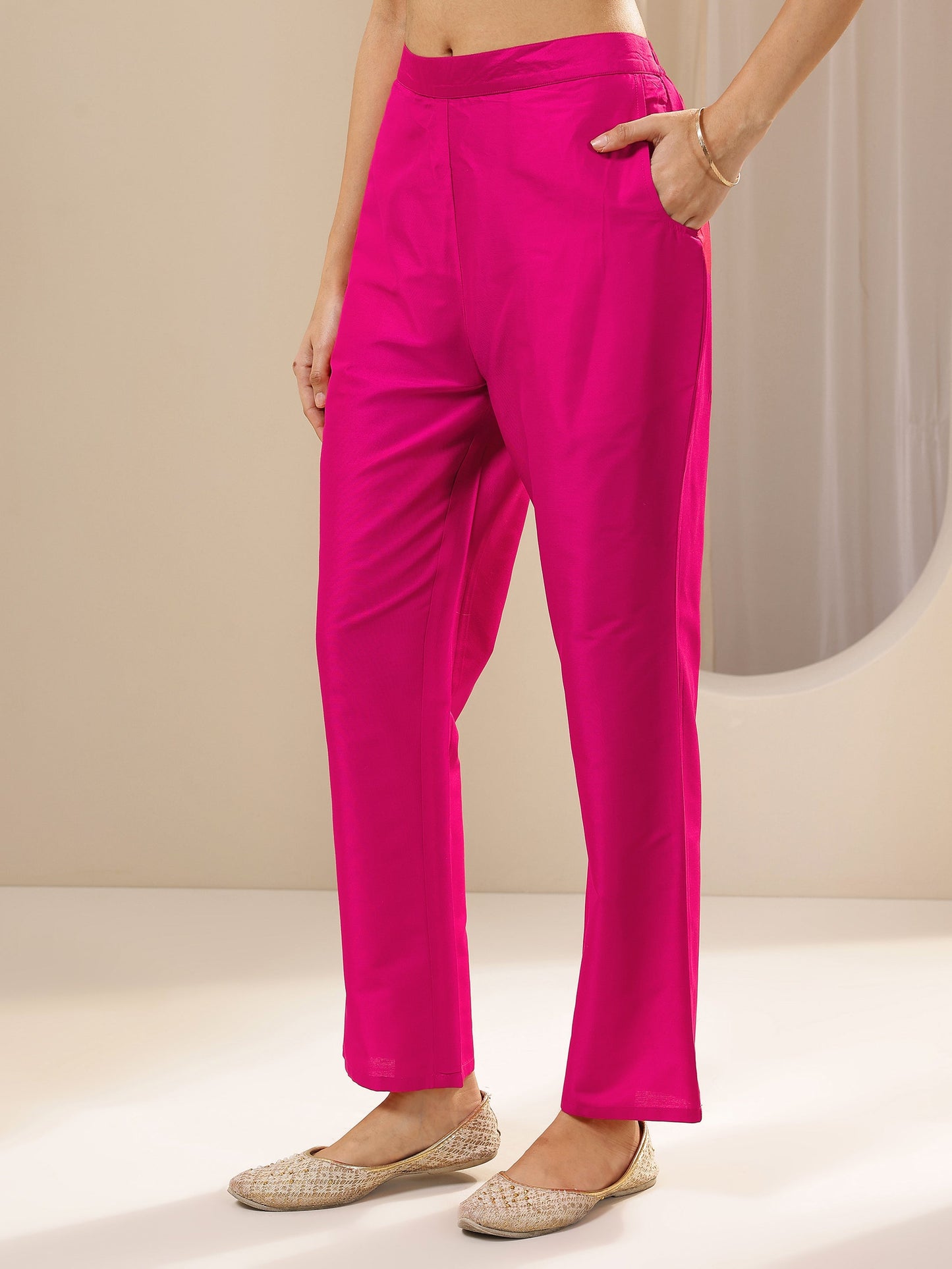 Pink Printed Rayon Straight Suit With Dupatta