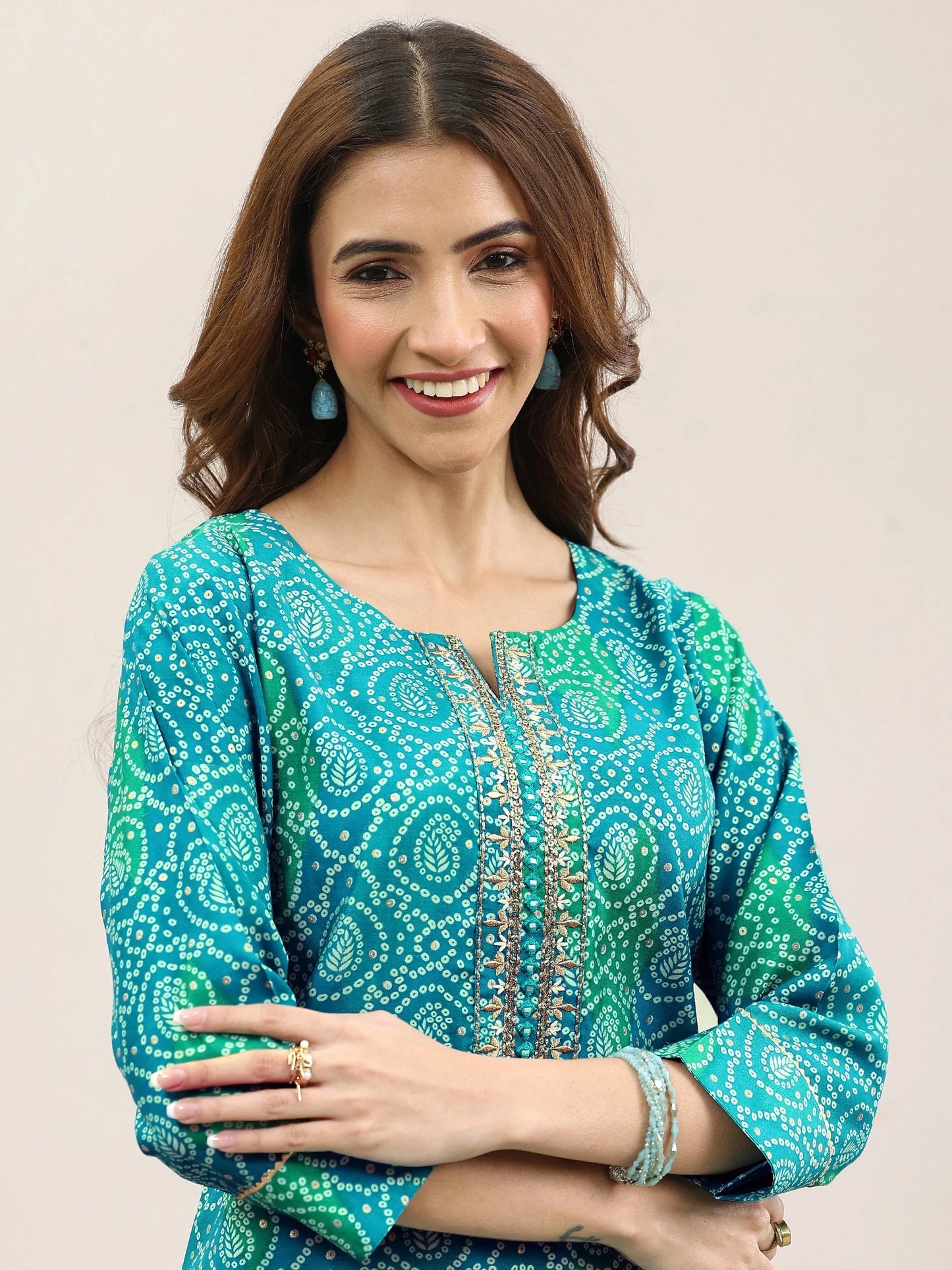 Blue Printed Rayon Straight Suit With Dupatta