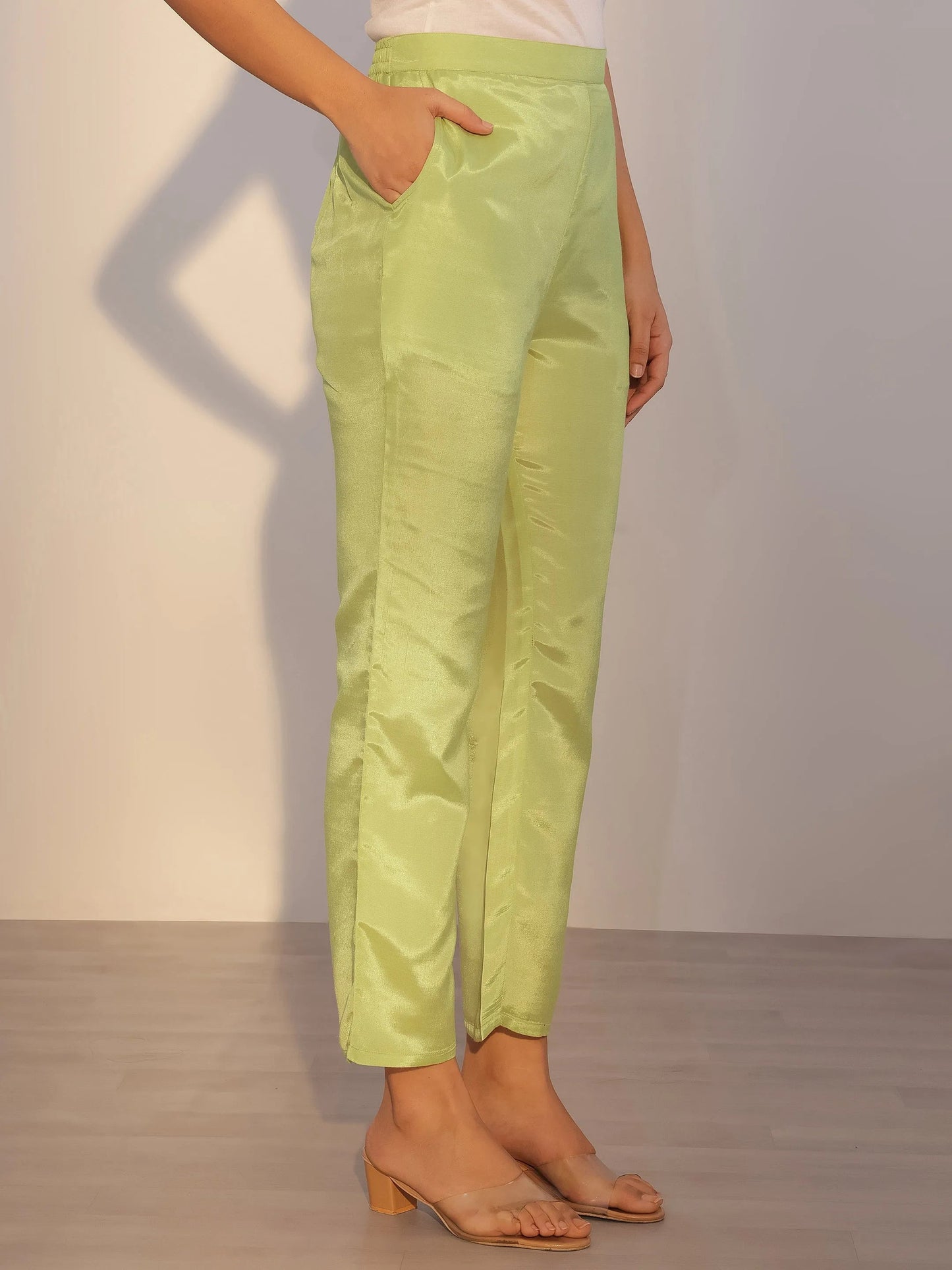 Green Printed Silk Blend Straight Suit With Dupatta