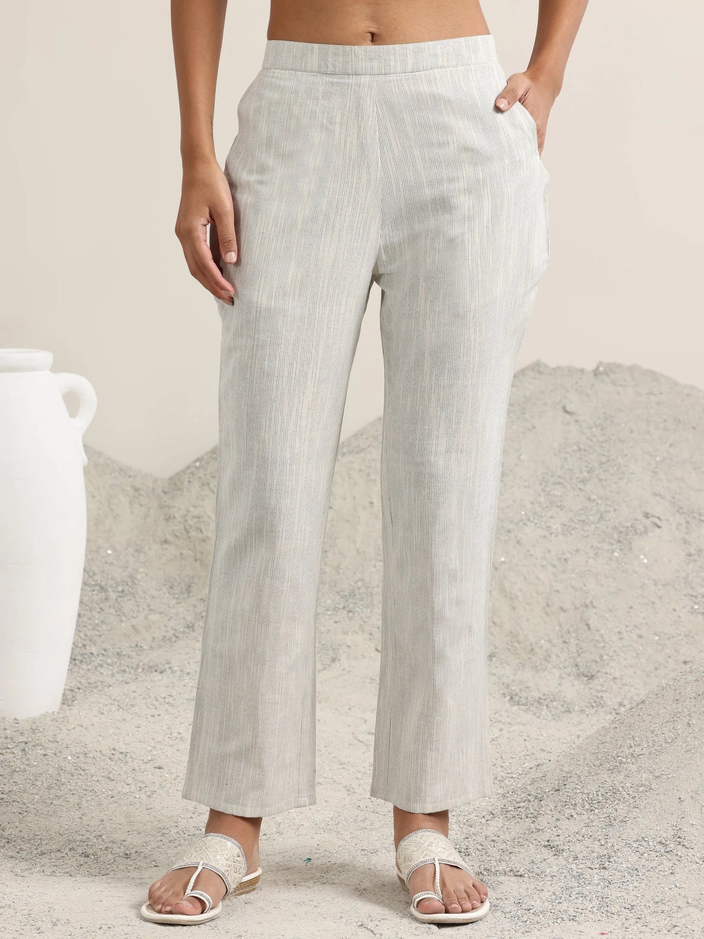 Teal Woven Design Cotton Straight Suit With Dupatta