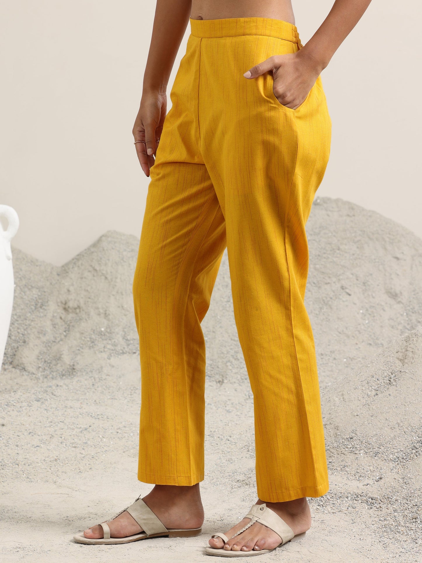 Yellow Printed Cotton Straight Suit With Dupatta