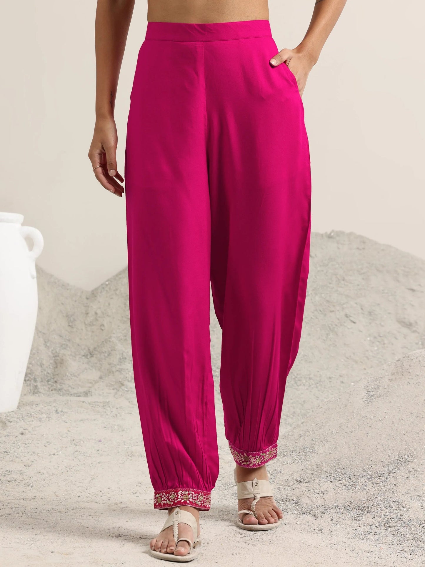 Pink Embroidered Rayon Straight Suit With Dupatta