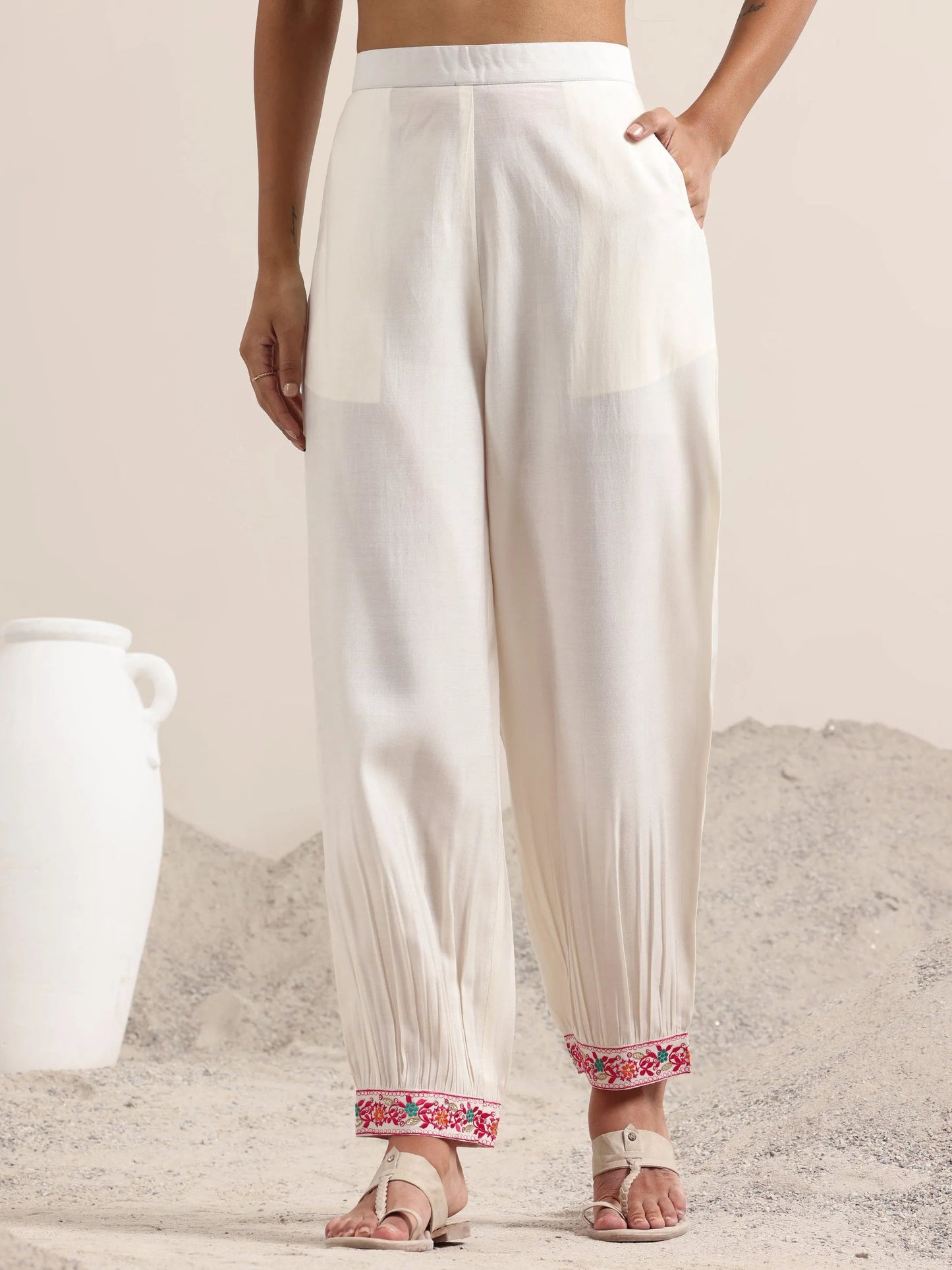 White Embroidered Rayon Straight Suit With Dupatta