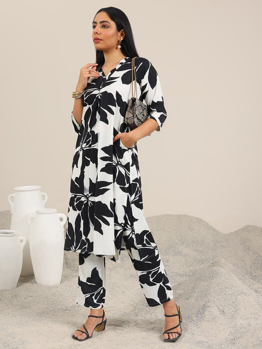 White Printed Crepe Co-Ord Sets