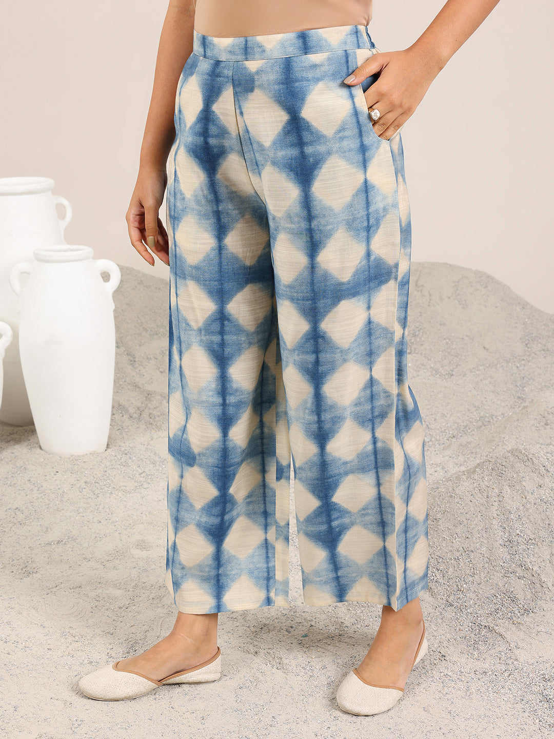 Blue Printed Silk Blend Co-Ord Sets