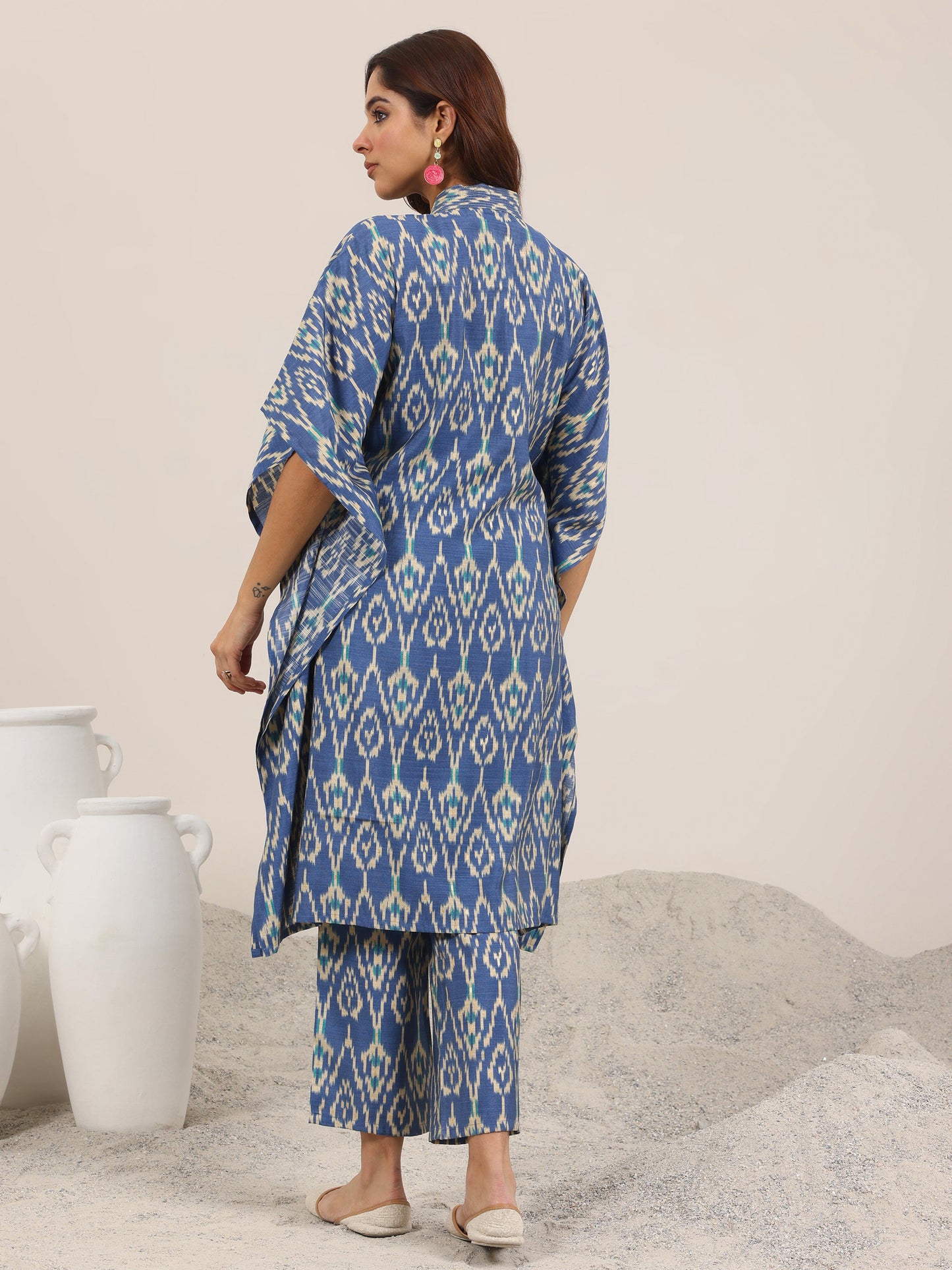Blue Printed Silk Blend Co-Ord Sets