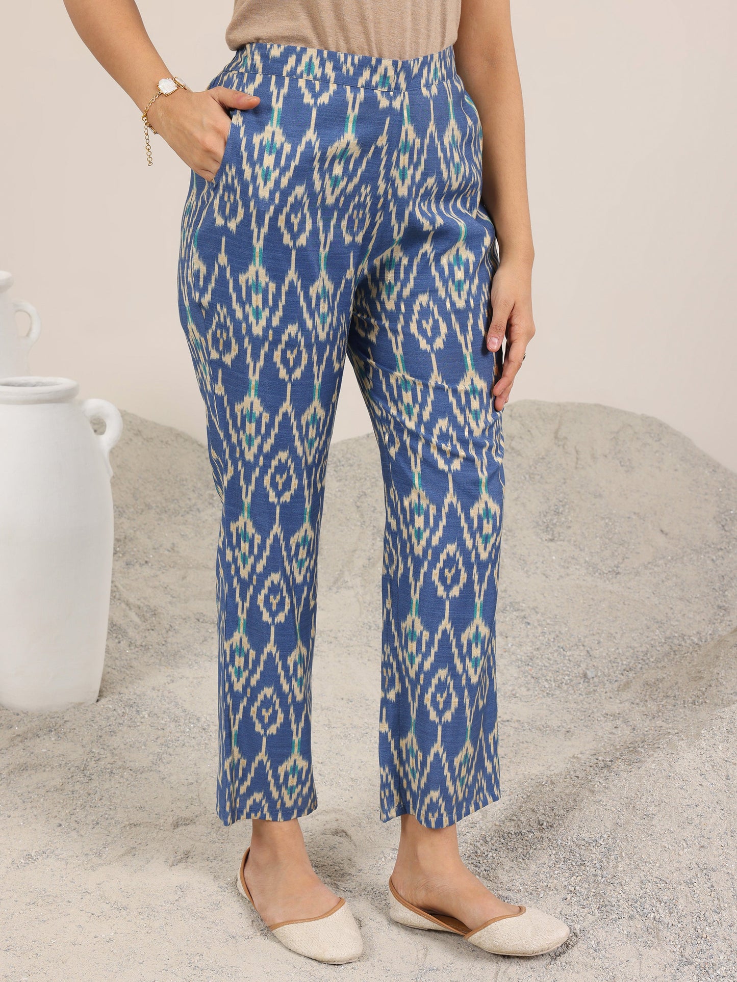 Blue Printed Silk Blend Co-Ord Sets