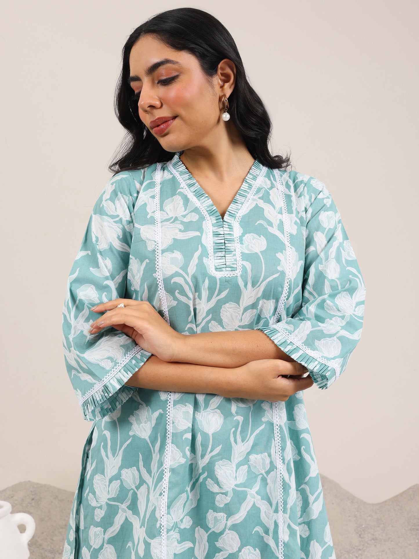 Green Printed Pure Cotton Co-Ord Sets