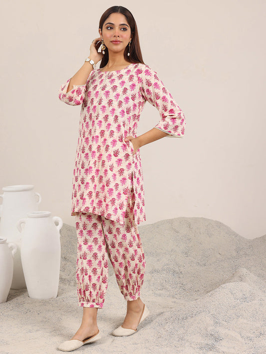 Pink Printed Pure Cotton Co-Ord Sets