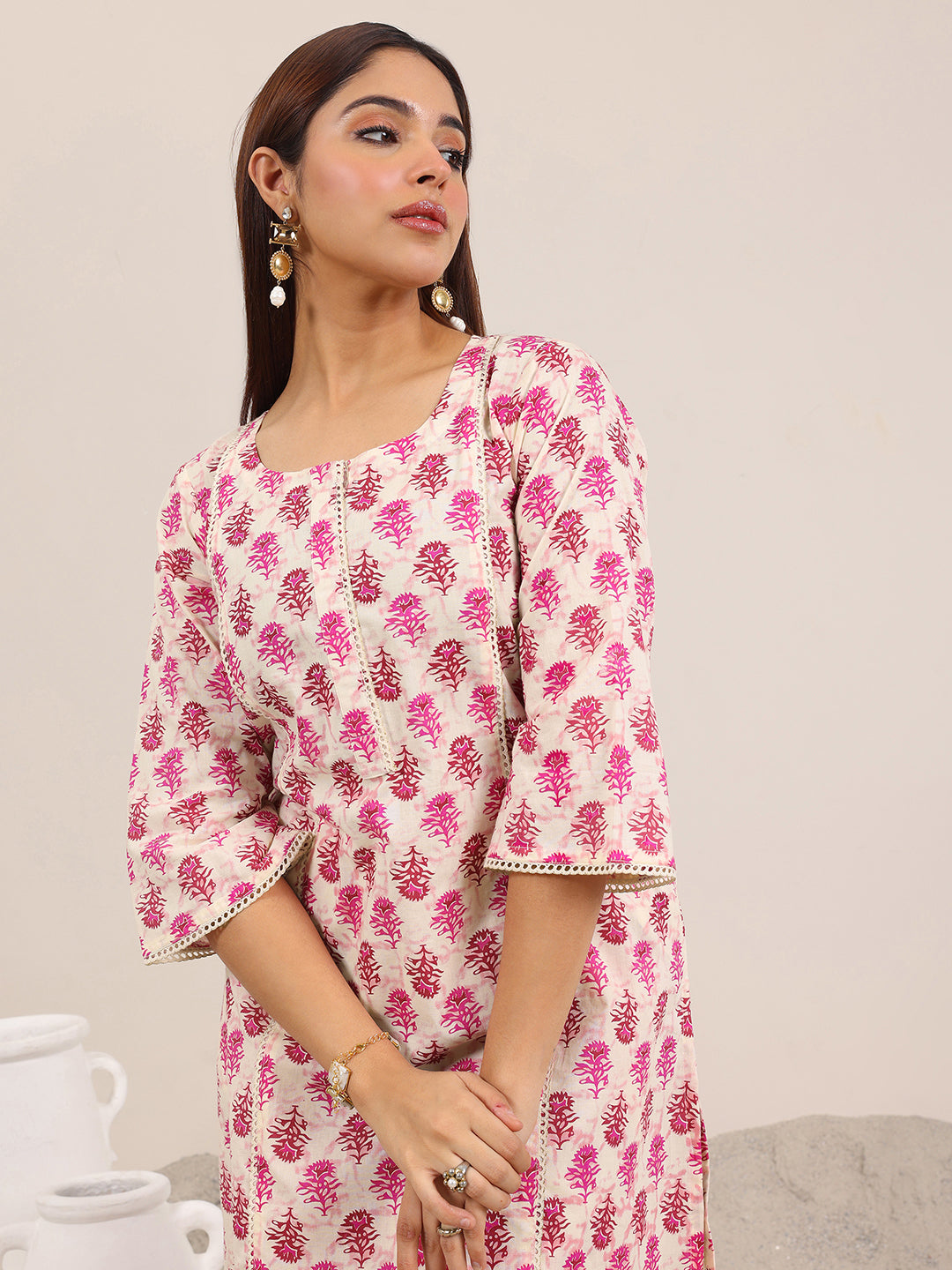 Pink Printed Pure Cotton Co-Ord Sets