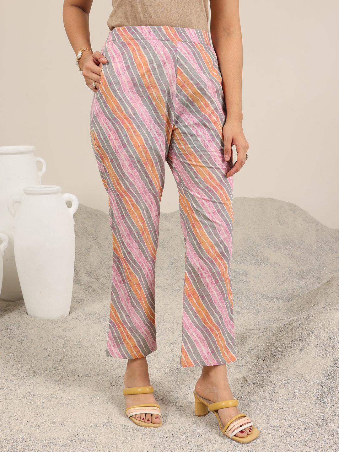 Off White Printed Pure Cotton Straight Kurta Set