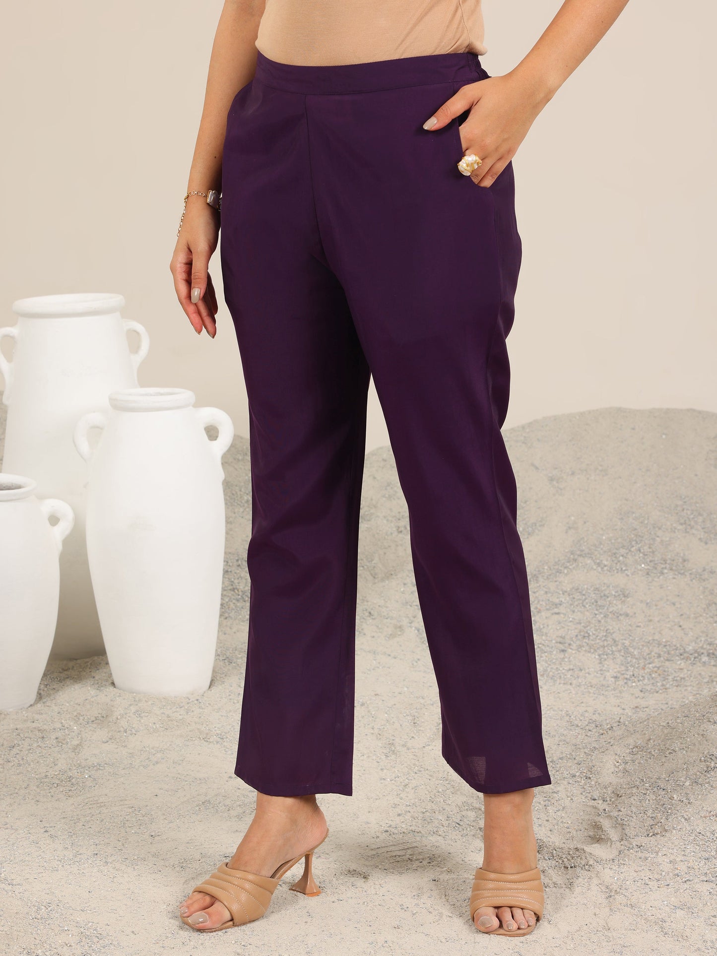 Purple Printed Silk Blend A-Line Suit Set WIth Dupatta