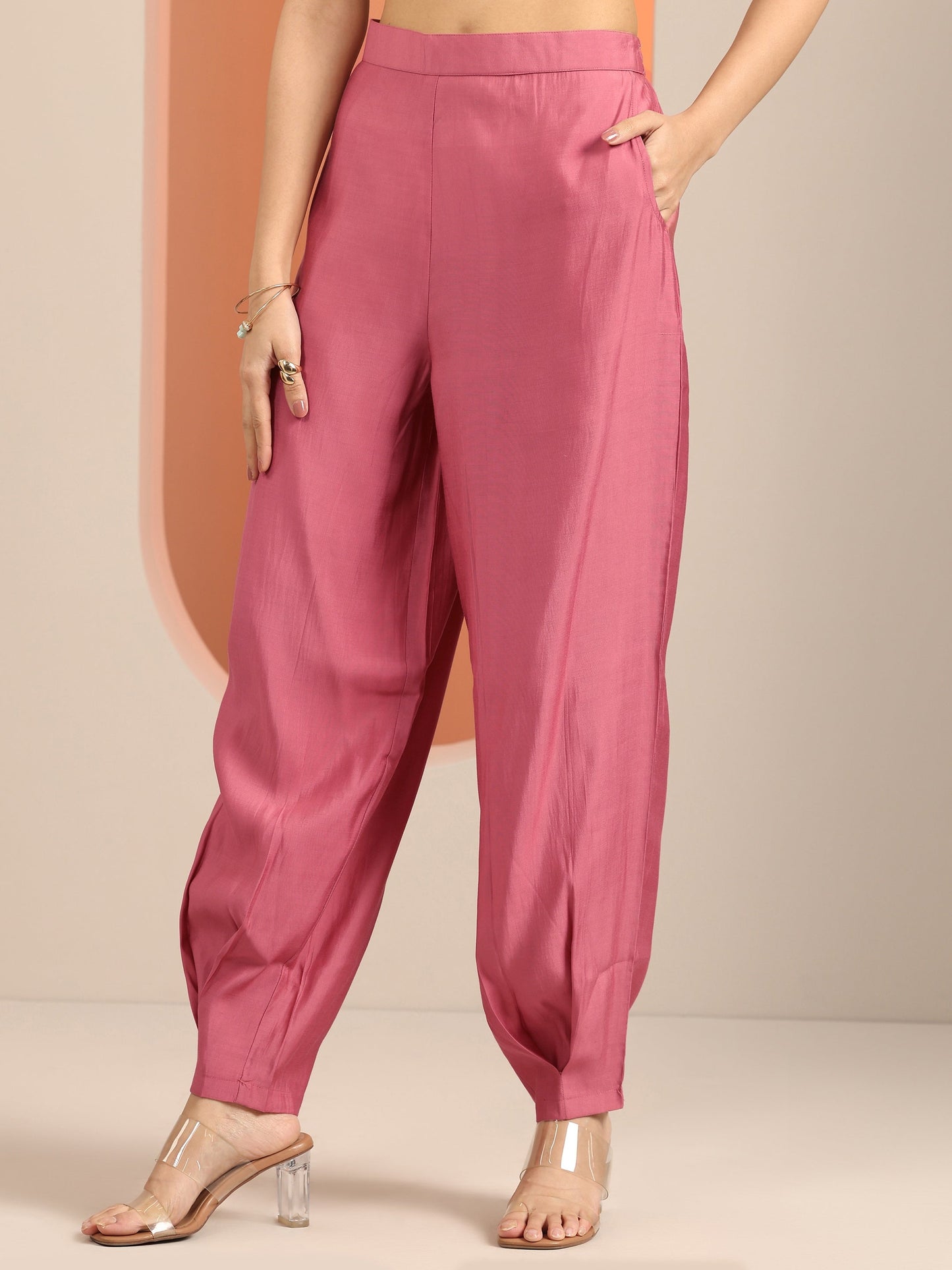 Mauve Printed Cotton Anarkali Suit Set With Dupatta