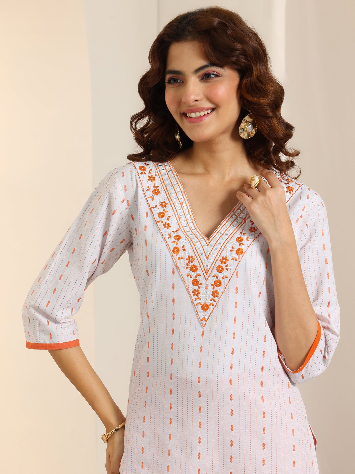 White Woven Design Cotton Blend Straight Suit Set With Dupatta