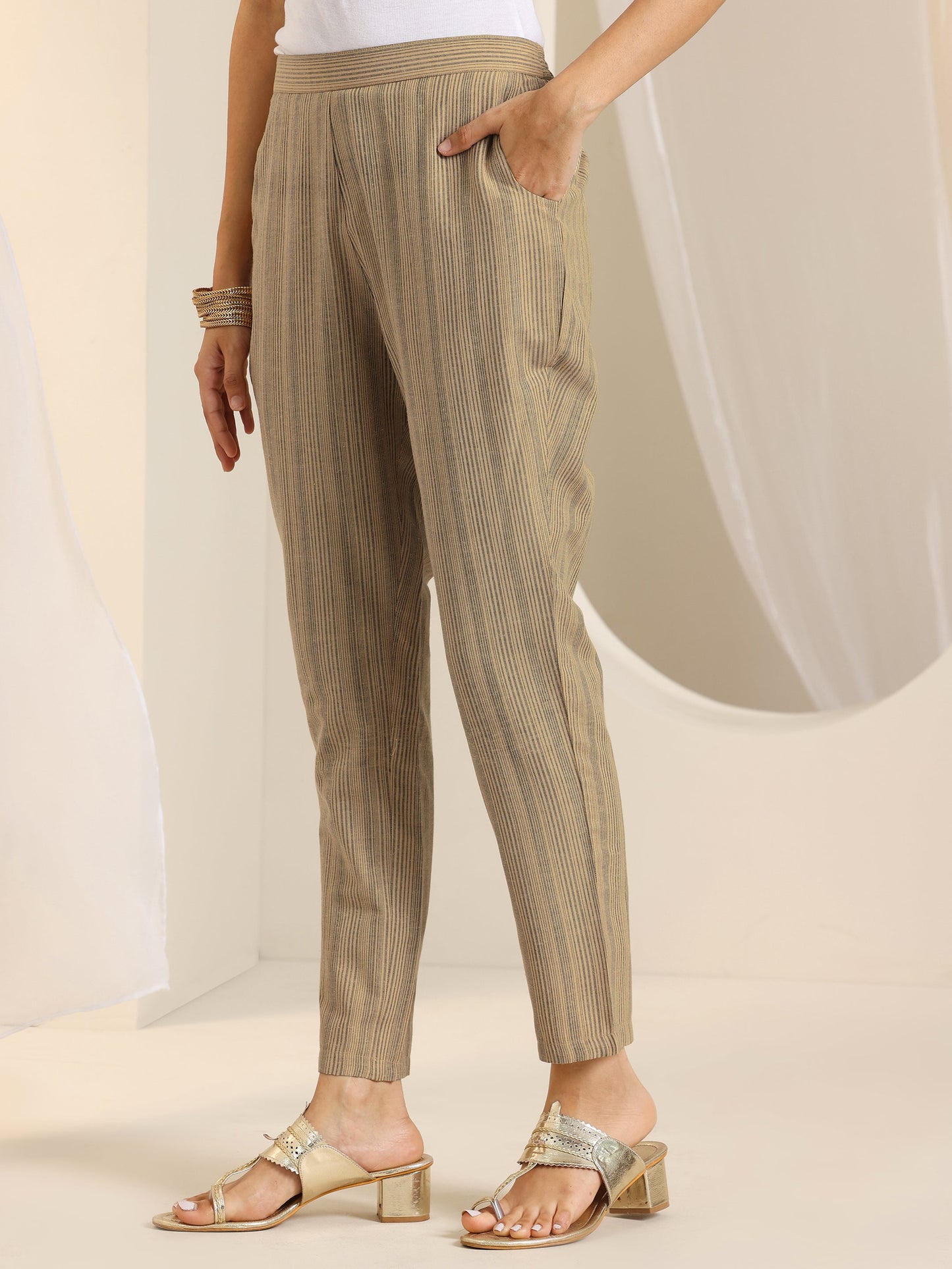 Rust Woven Design Cotton Blend Straight Suit Set With Dupatta