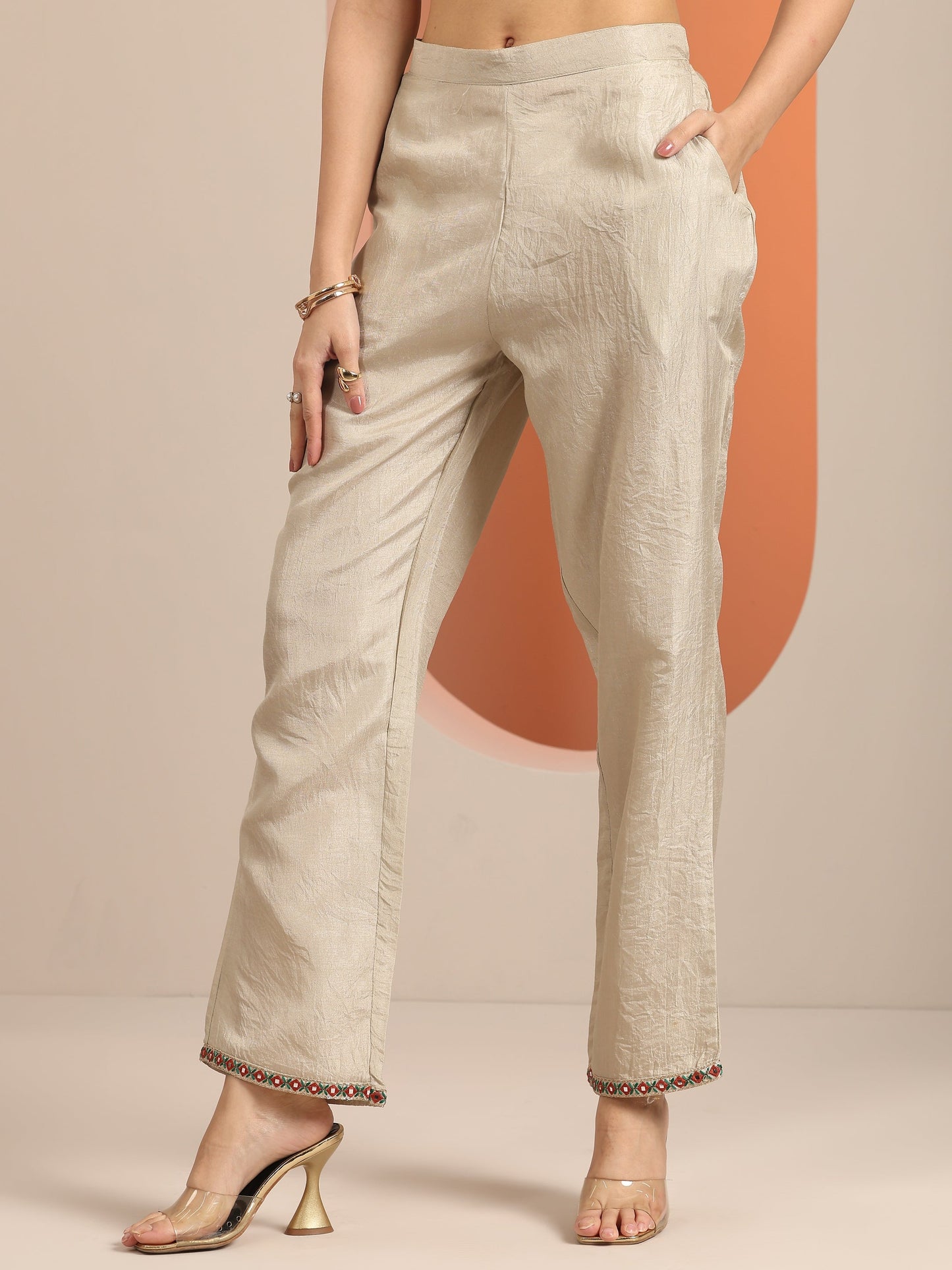 Grey Floral Printed Silk Blend Anarkali Suit Set With Dupatta