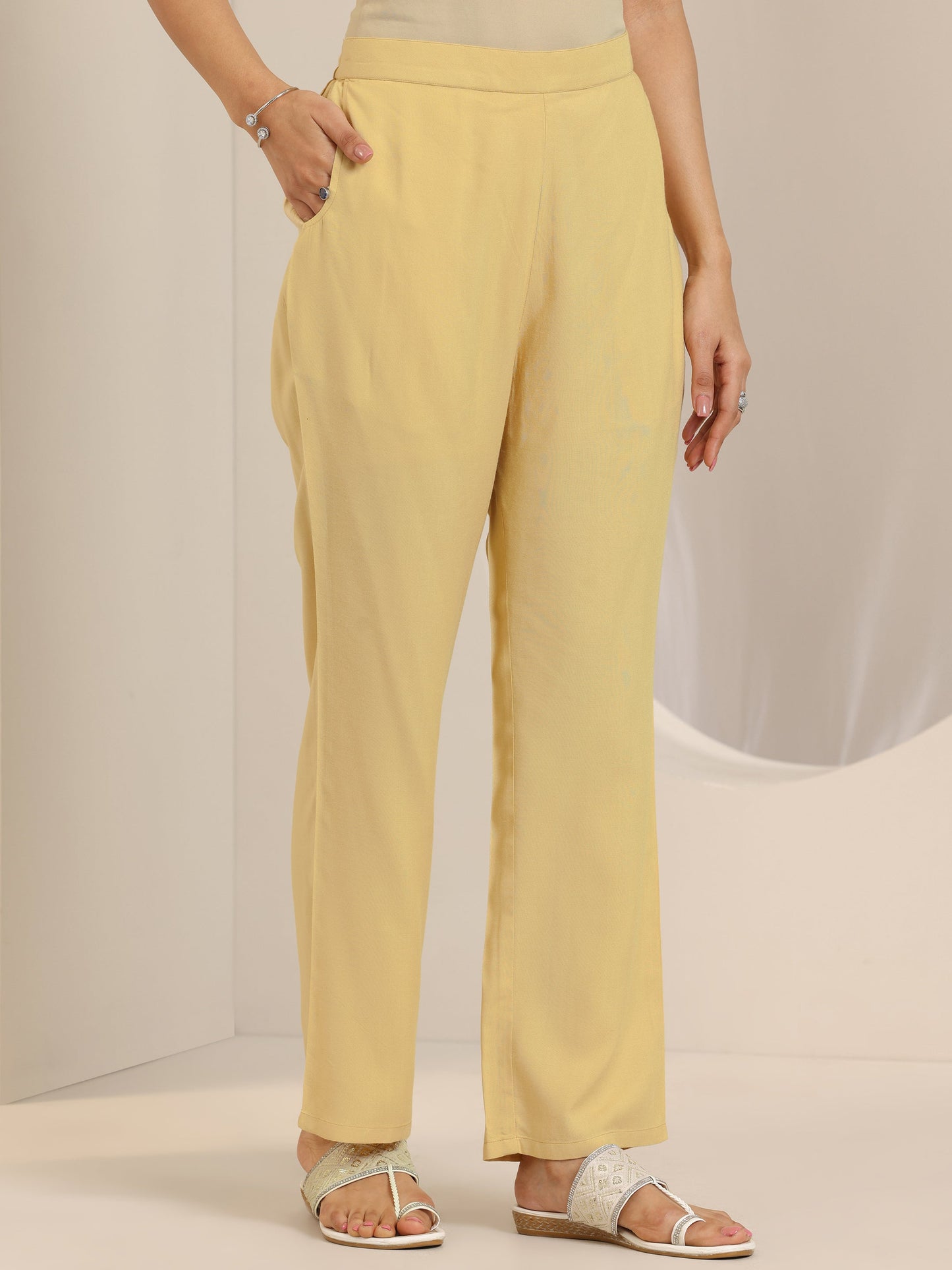 Beige Printed Cotton Blend Straight Suit Set With Dupatta