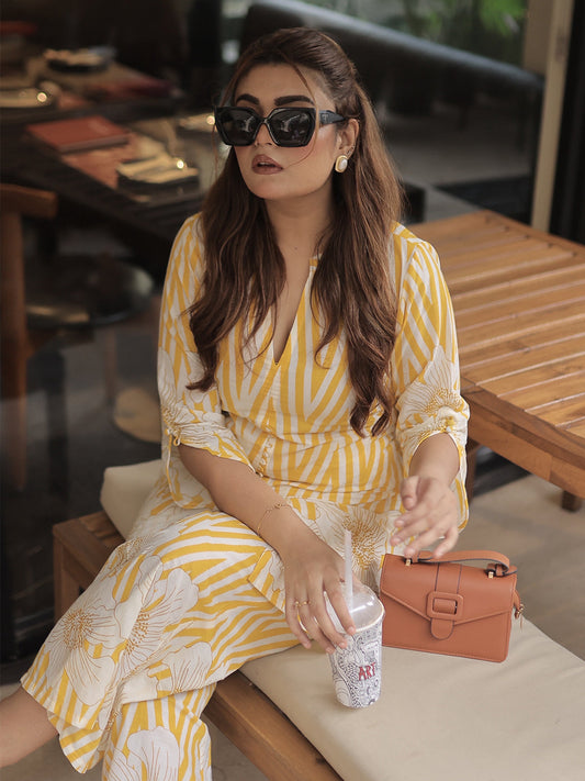Yellow Printed Cotton Co-Ord Sets