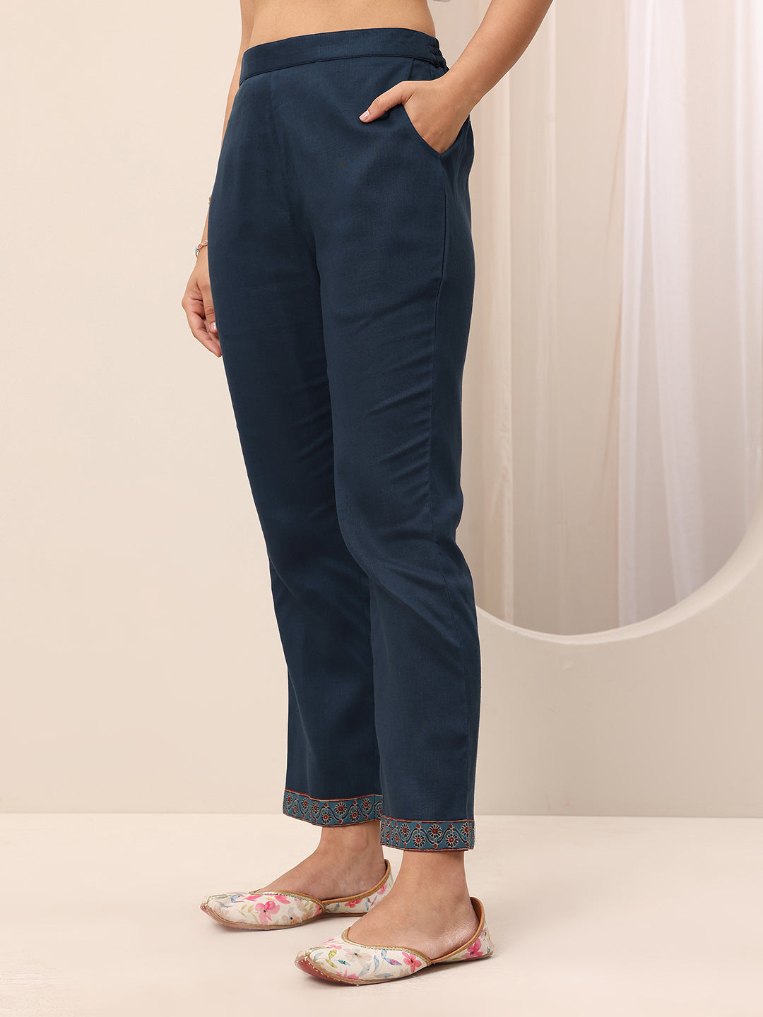 Brown Printed Cotton Anarkali Suit Set With Dupatta