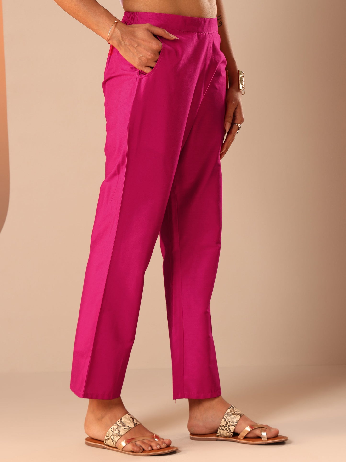 Pink Printed Silk Blend Straight Suit Set With Dupatta