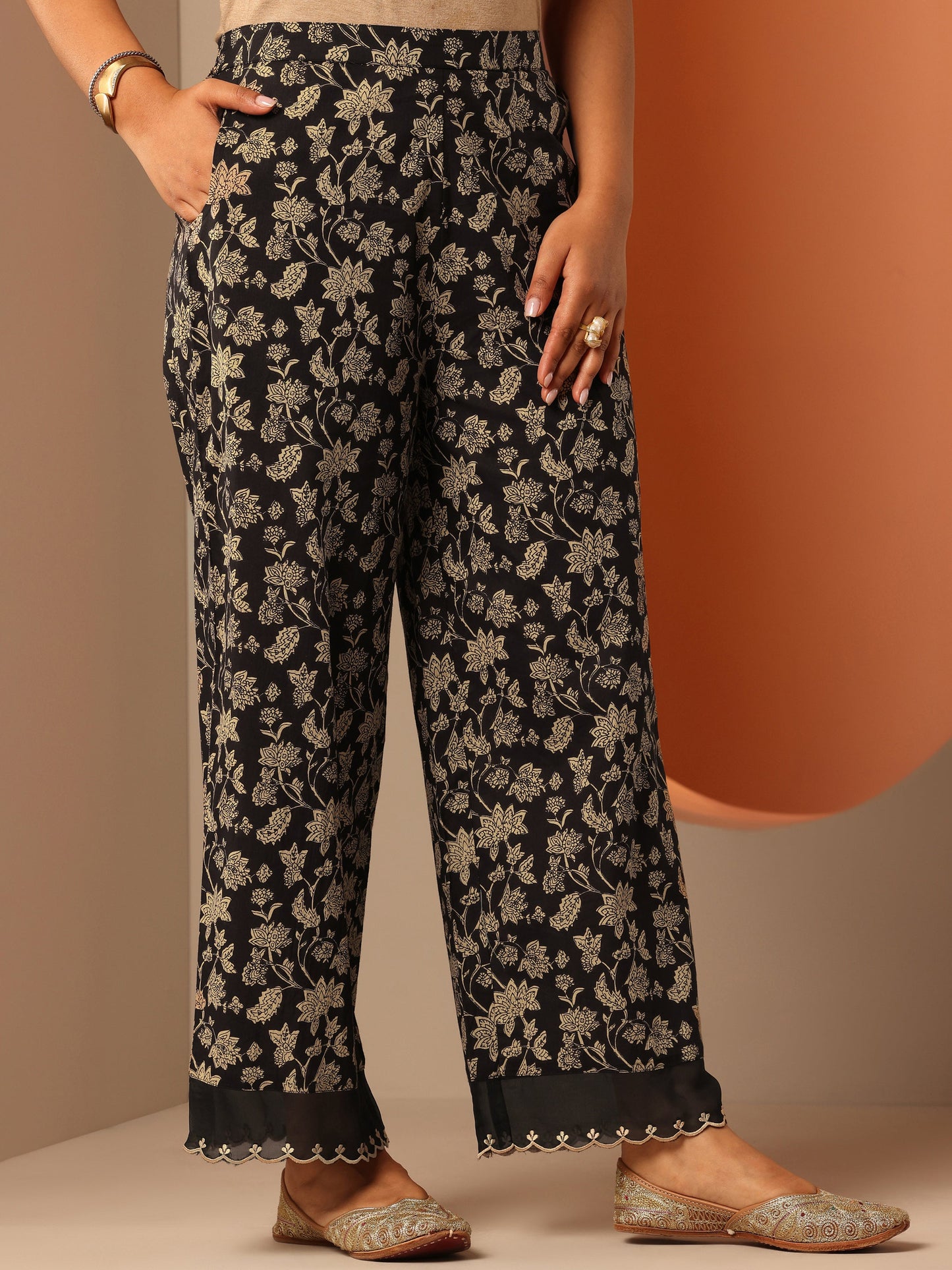 Black Woven Design Cotton Straight Suit Set With Dupatta