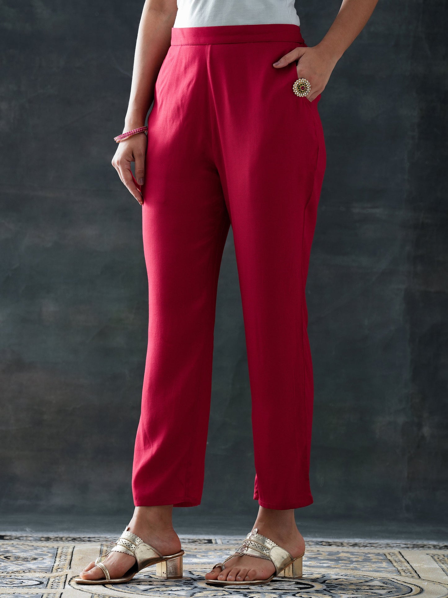 Maroon Printed Silk Blend Straight Suit Set With Dupatta