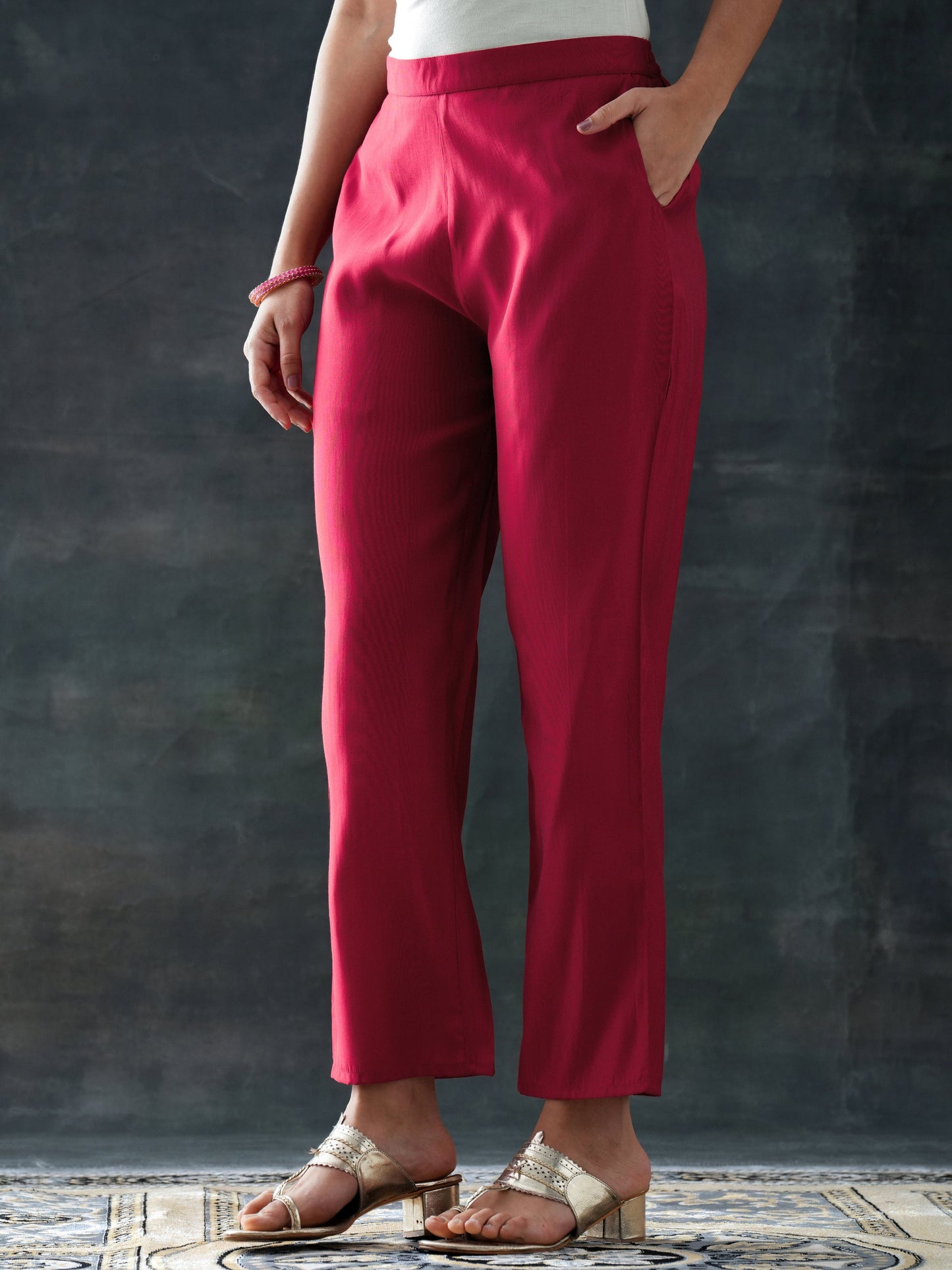 Maroon Printed Silk Blend Straight Suit Set With Dupatta