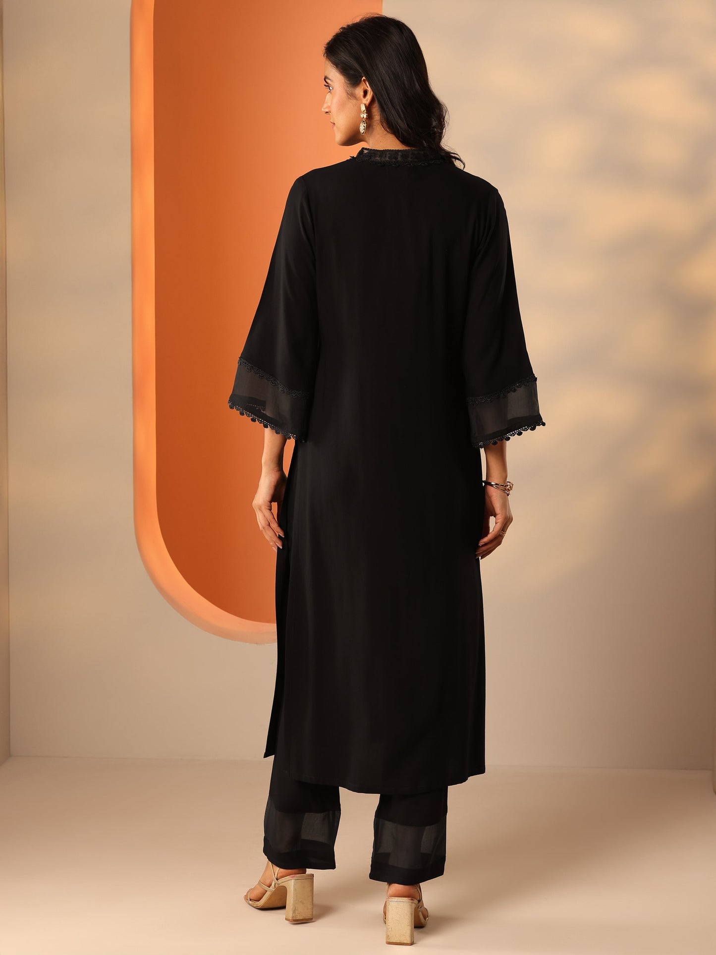 Black Embellished Rayon Co-Ord Sets