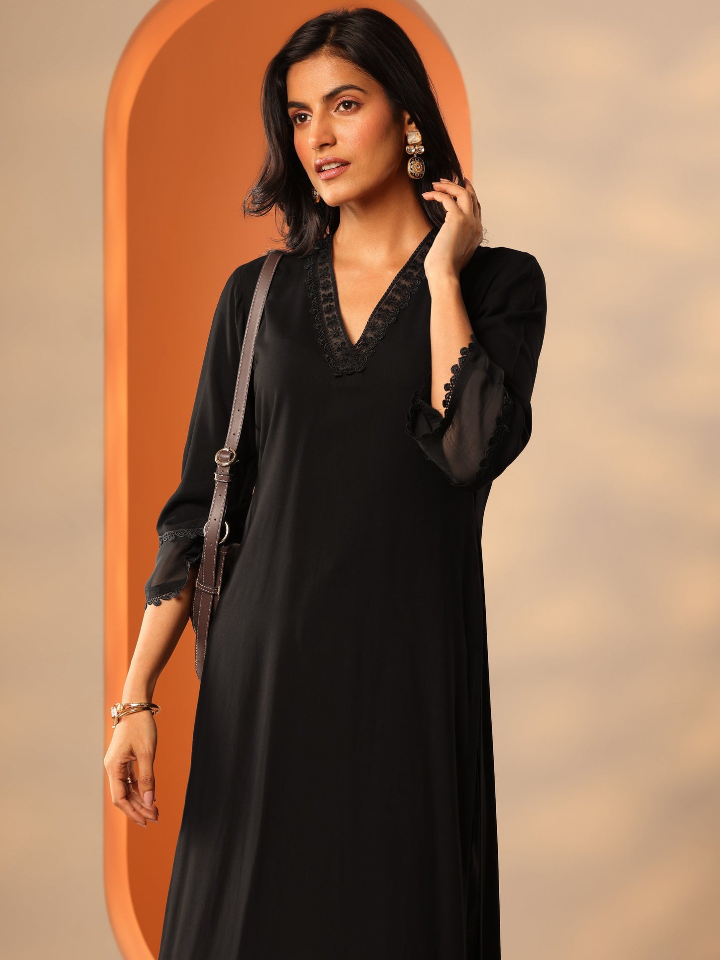 Black Embellished Rayon Co-Ord Sets