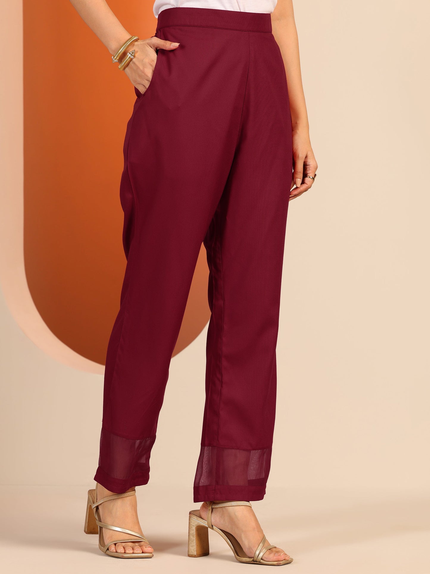 Maroon Embellished Rayon Co-Ord Sets
