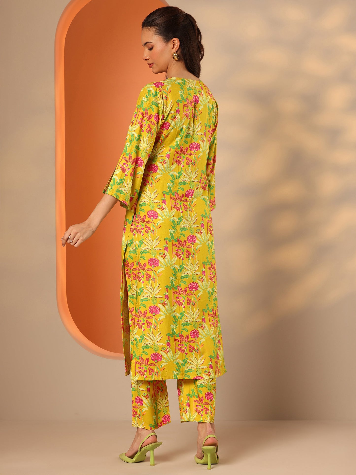 Yellow Printed Rayon Co-ord Sets