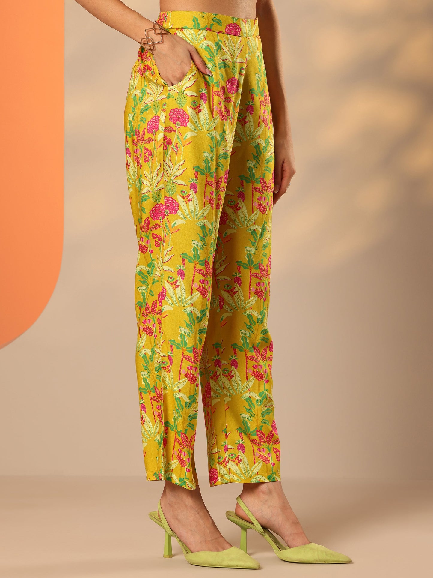 Yellow Printed Rayon Co-ord Sets