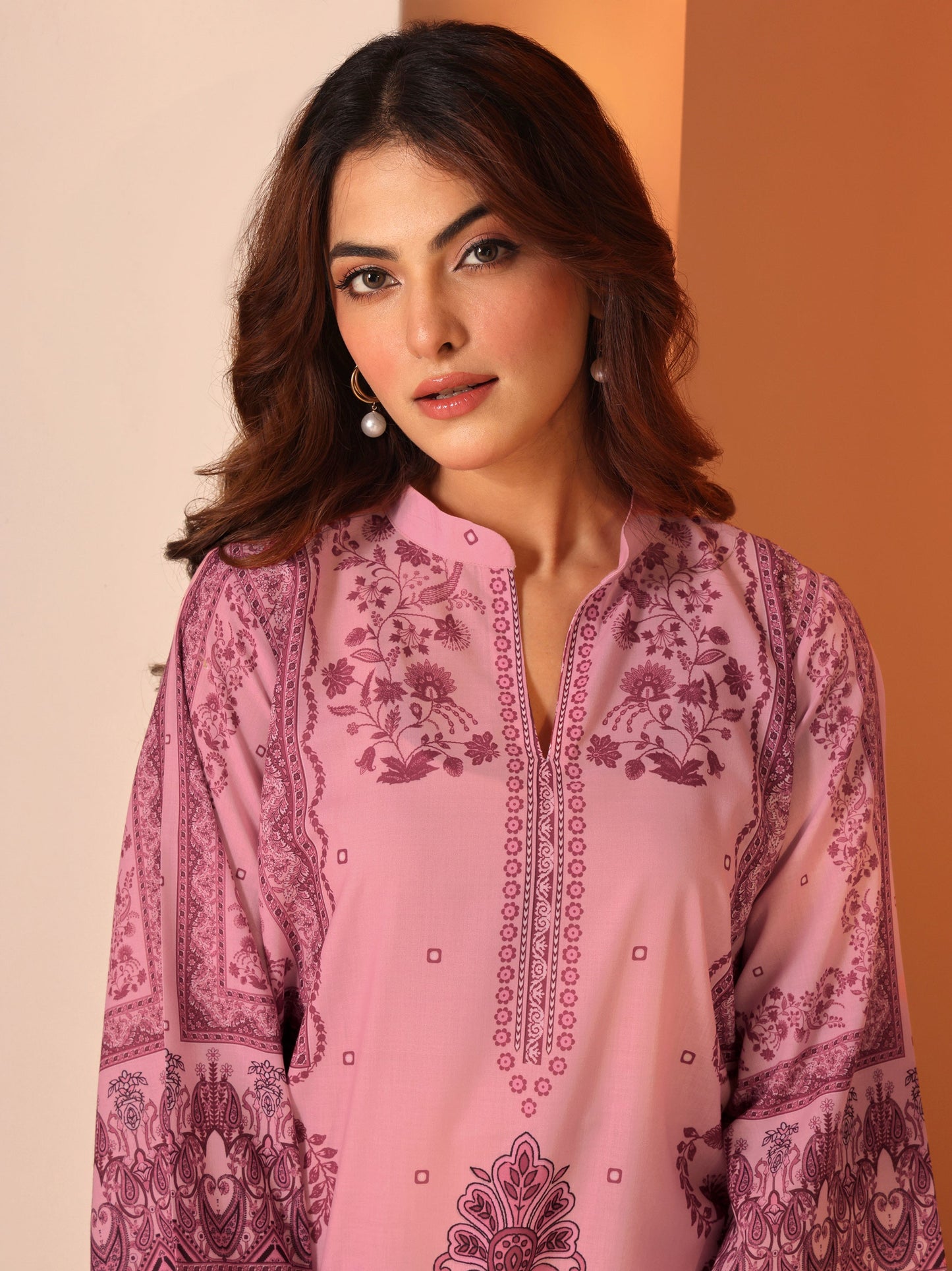 Pink Printed Cotton Blend Co-Ord Sets