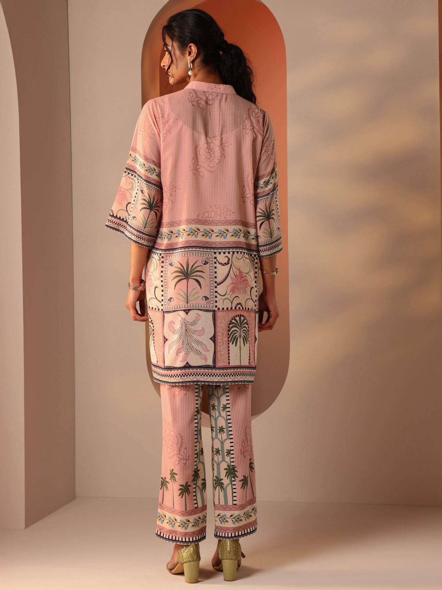 Pink Printed Cotton Blend Co-Ord Sets