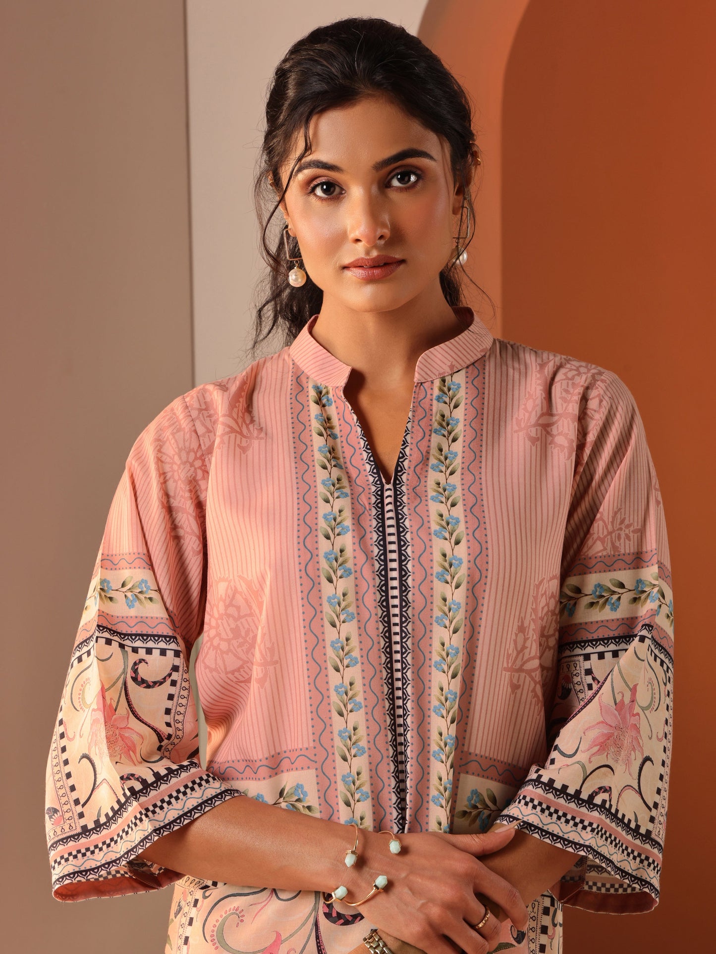 Pink Printed Cotton Blend Co-Ord Sets