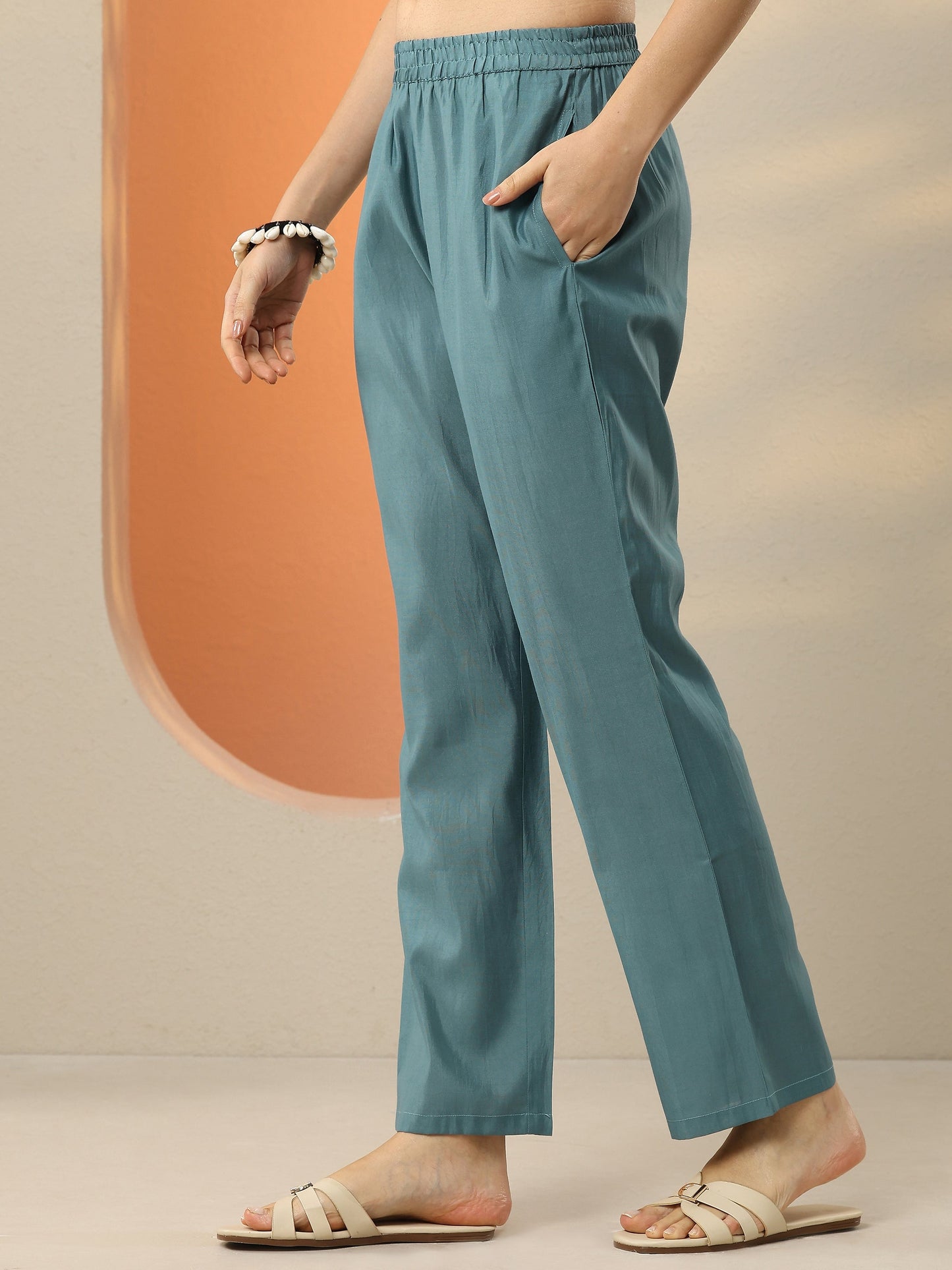 Blue Embroidered Silk Blend  Straight Kurta Set