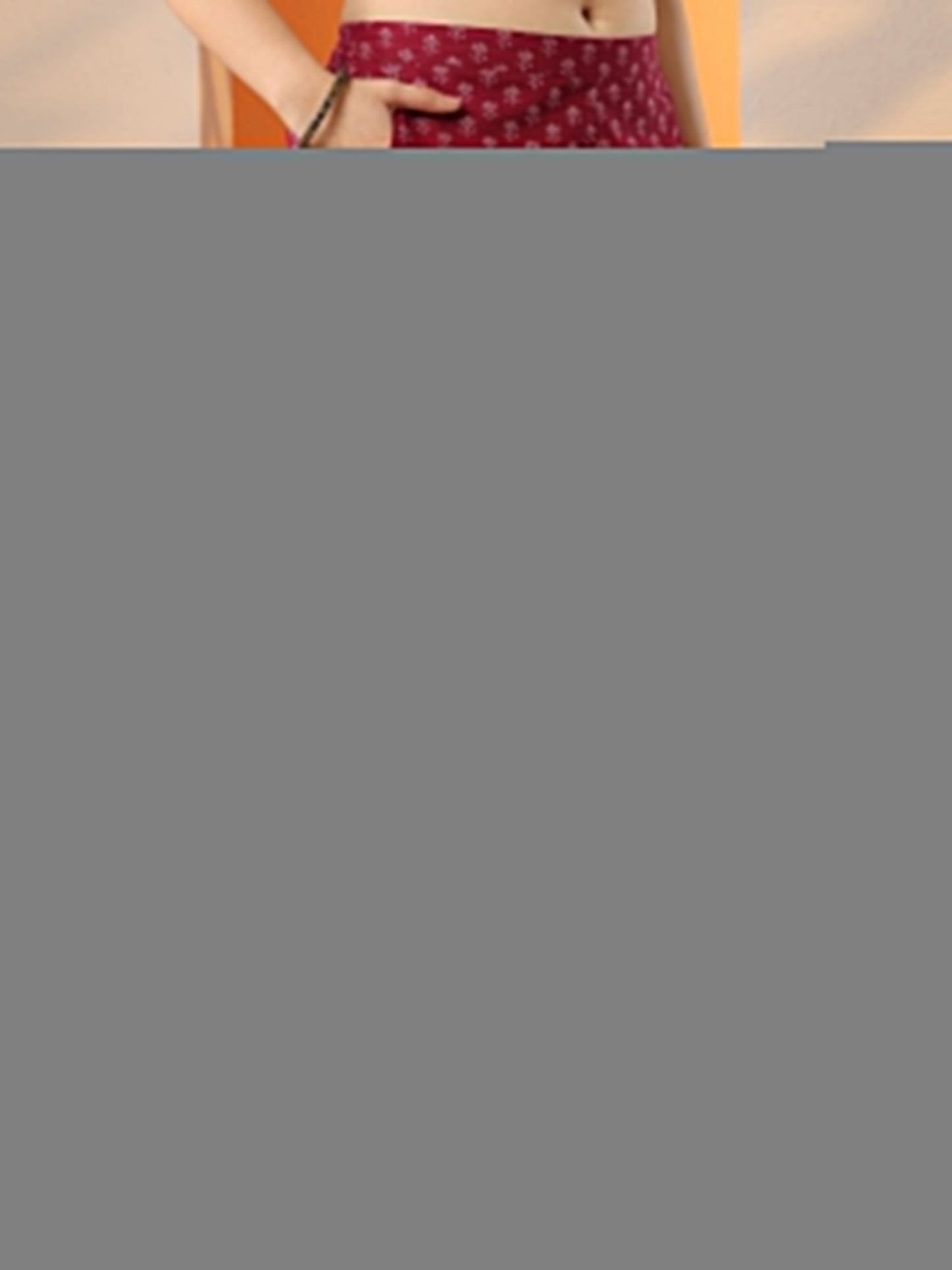 Red Printed Cotton Anarkali Suit Set With Jacket