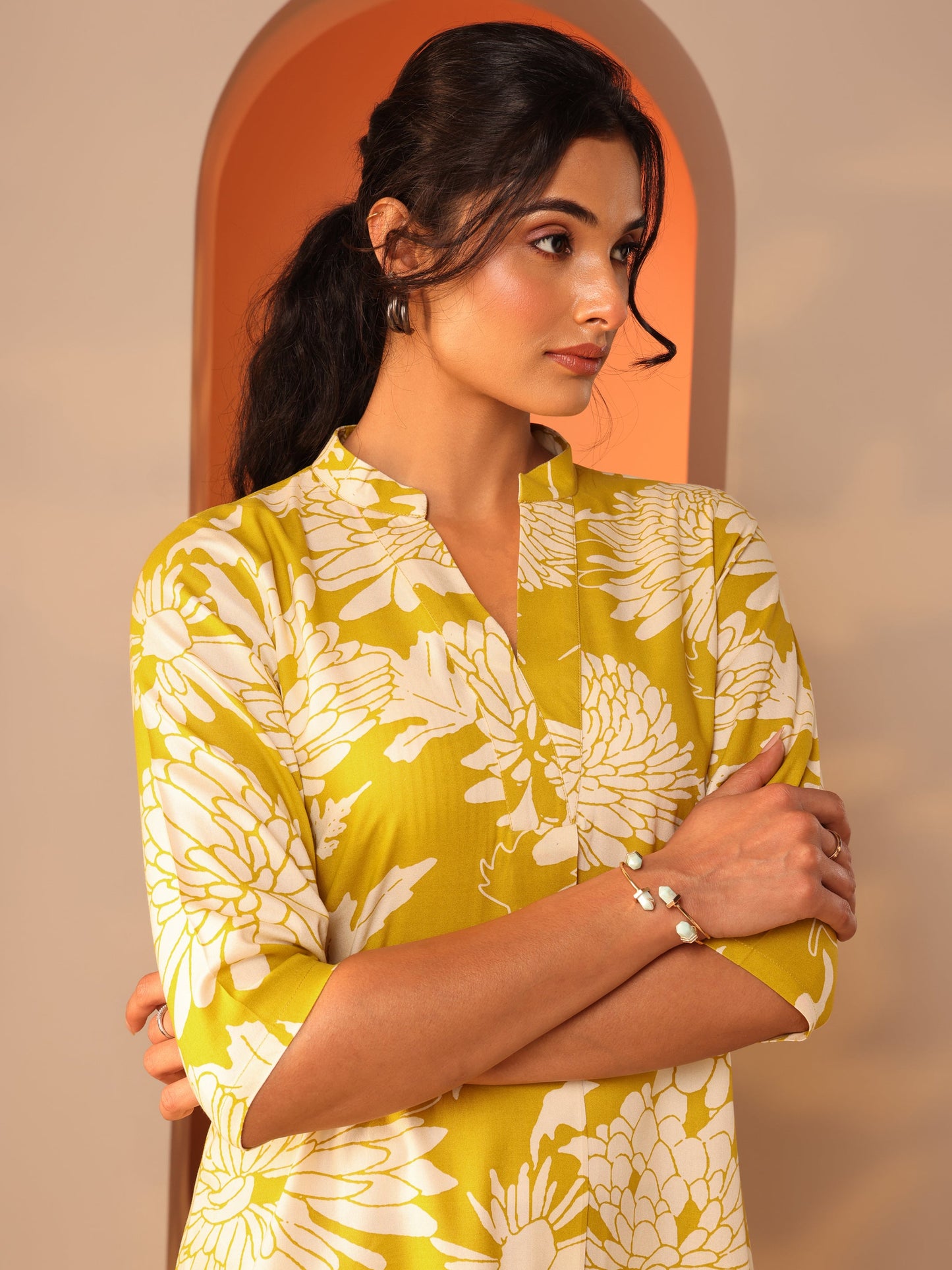 Yellow Printed Rayon Co-Ord Sets