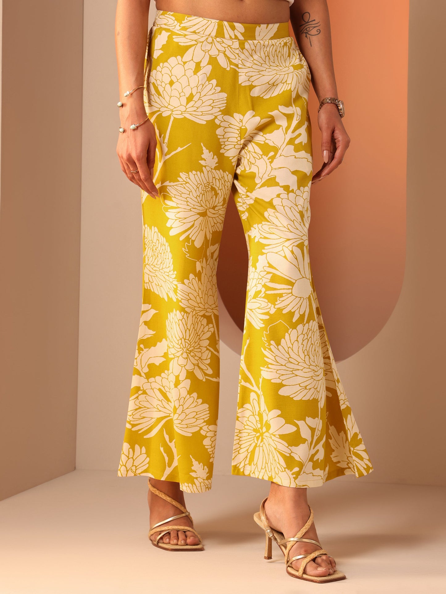 Yellow Printed Rayon Co-Ord Sets