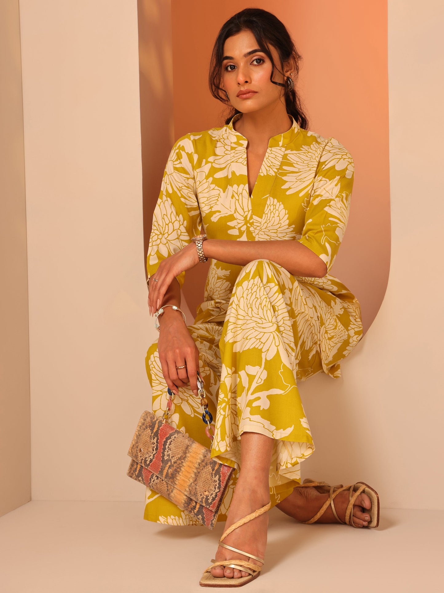 Yellow Printed Rayon Co-Ord Sets