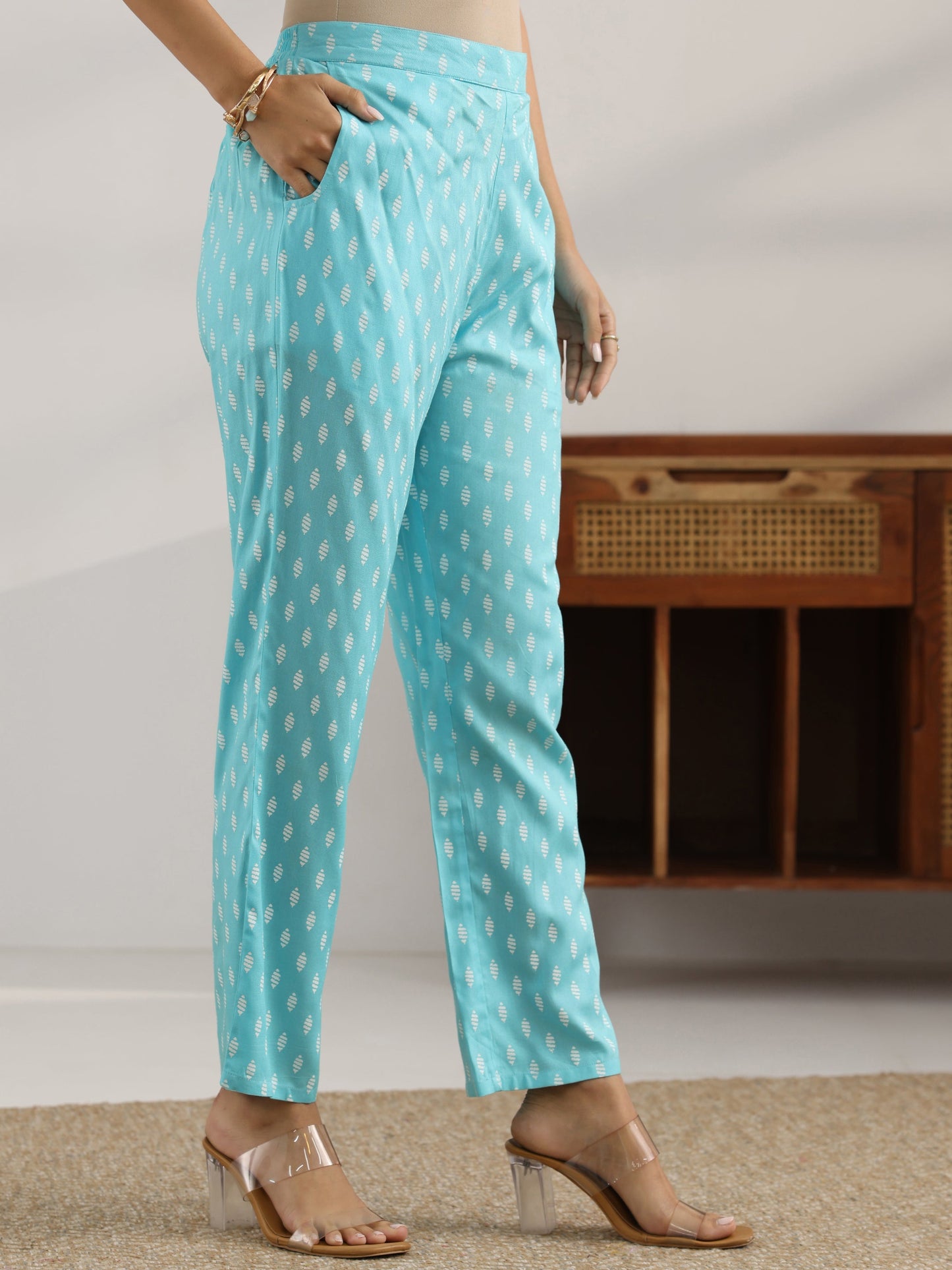 White Printed Rayon Straight Suit Set With Dupatta