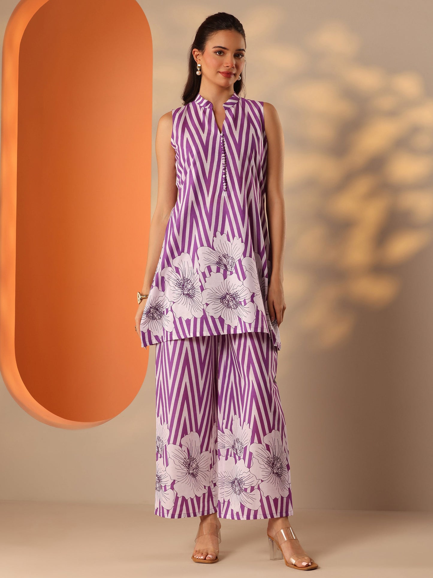 Purple Printed Cotton Co-Ord Sets