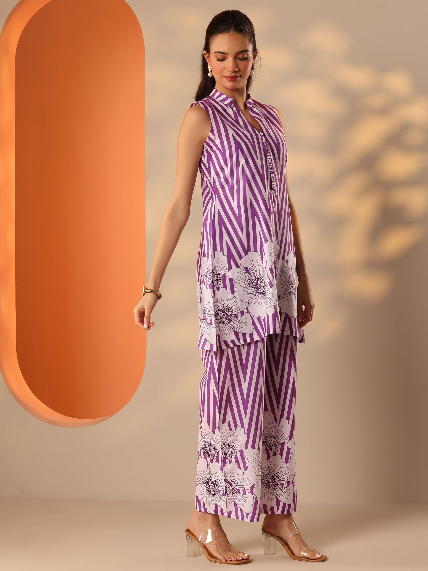 Purple Printed Cotton Co-Ord Sets